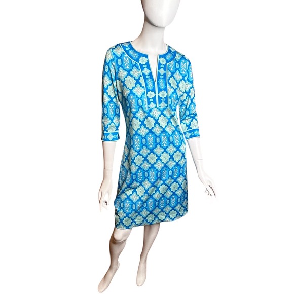 Gretchen Scott Split Neck Jersey Dress Haveli Turquoise XS - Picture 3 of 15